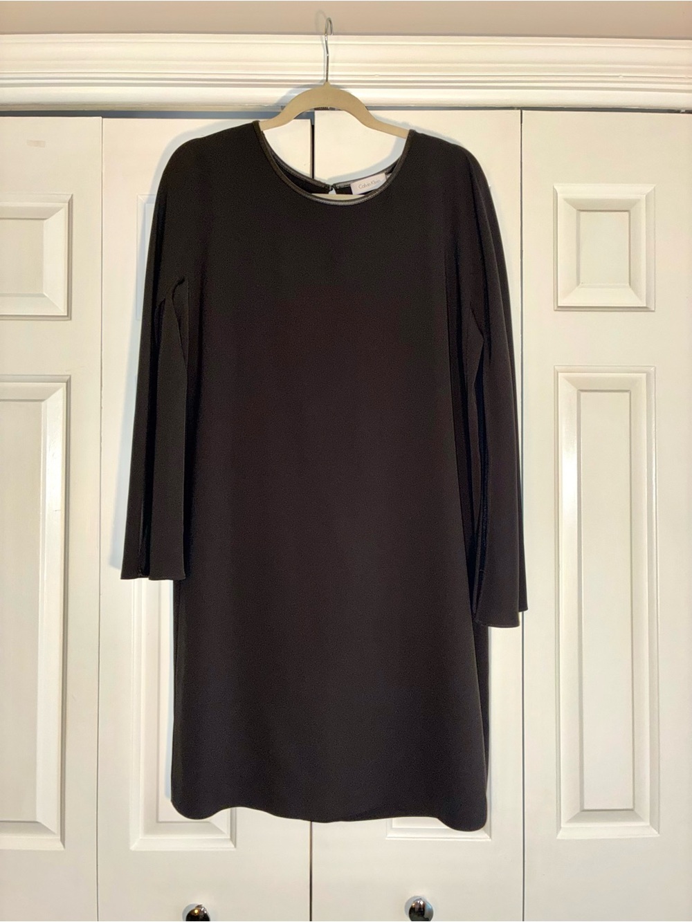 Calvin Klein little black dress, sz 12, simple and classic with split sleeves